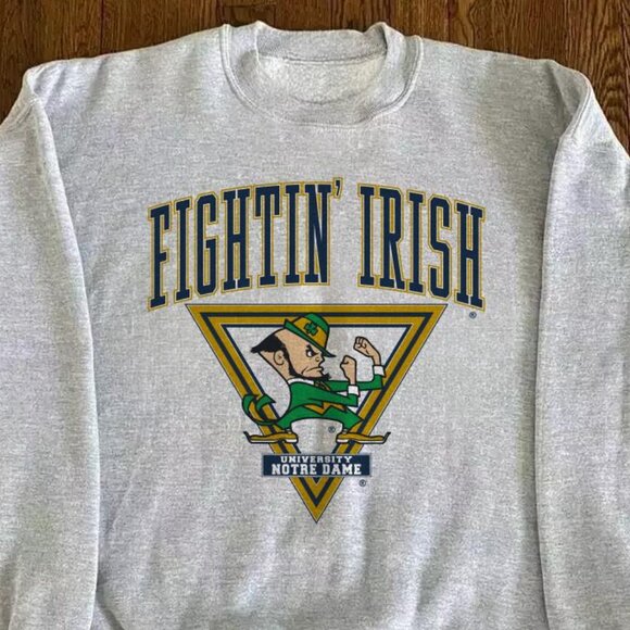 Retro 90s Notre Dame Fighting Irish Football Sweatshirt, University Of Notre Dam - Picture 2 of 4